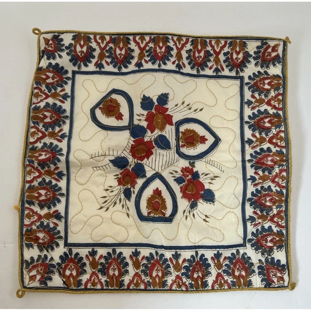 Set 2 Uzbek Suzani Pillow Covers Hand Embroidered Silk Cotton‎ Boho Decor